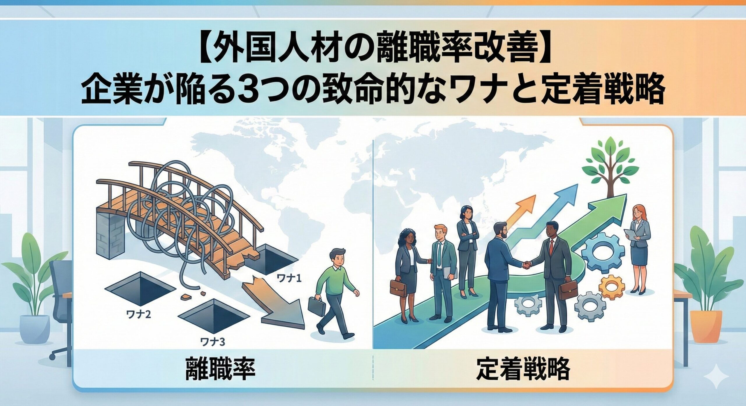 【外国人材の離職率改善】企業が陥る3つの致命的なワナと定着戦略