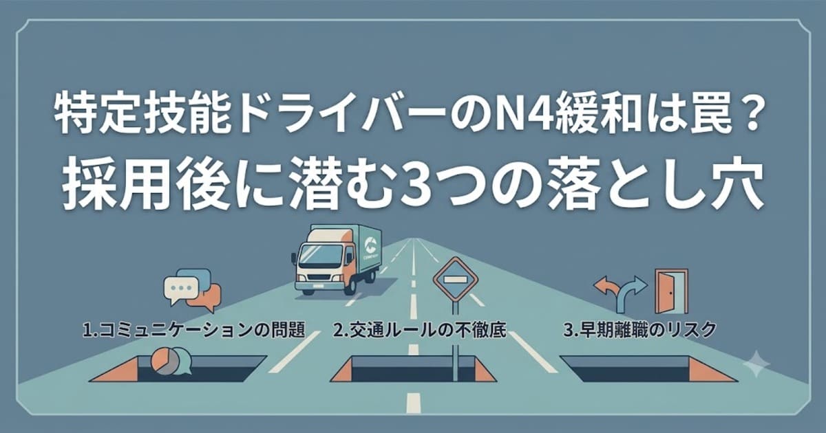 特定技能ドライバーのN4緩和は罠？採用後に潜む3つの落とし穴